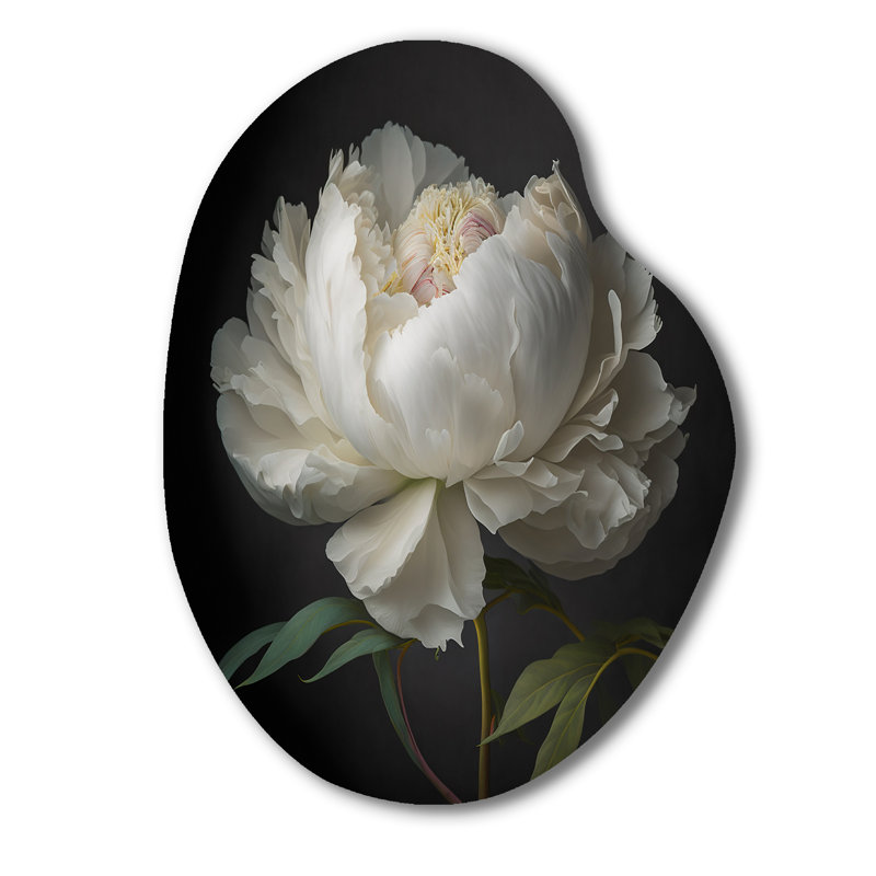 Design Art Blooming White Peony VI - Floral Peony Pear Shape